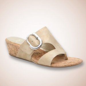 𝗜𝗠𝗣𝗢 Gisselle Gold + Cork Wedge Sandals